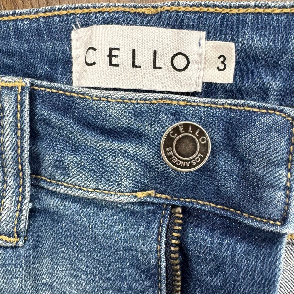 Cello Jeans High Rise ankle Skinny Medium Wash Size 3 distressed Raw Hem STRETCH - Picture 10 of 14
